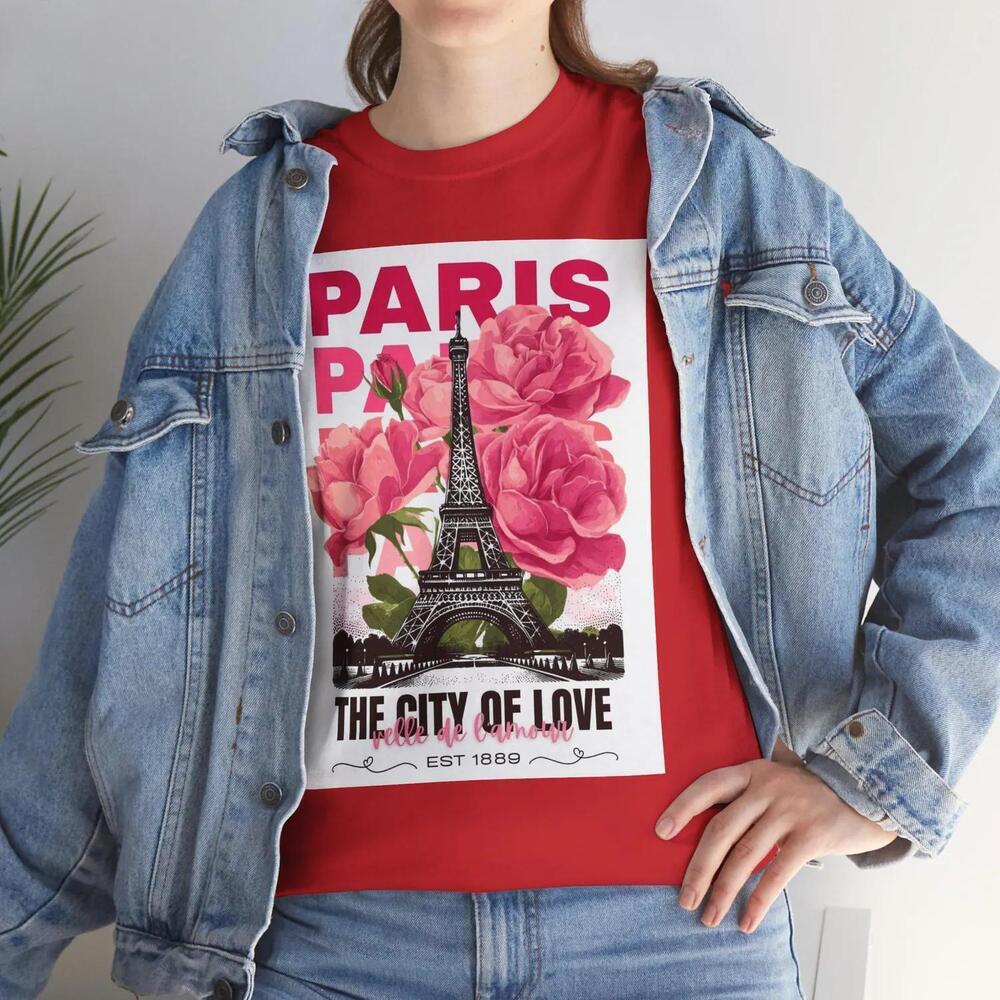Paris Roses Eiffel Tower T Shirt The City Of Love Tee Uni Gender